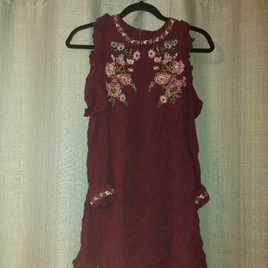 Floral Embroided Cold-Shoulder Tunic Top